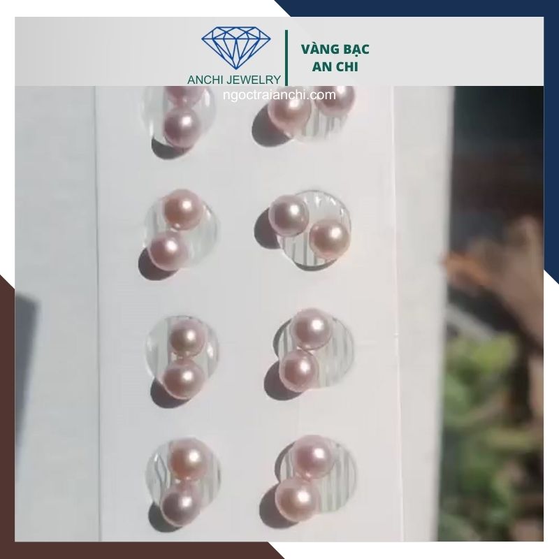 Viên ngọc trai edison màu tím 7mm - 7.5mm nuôi nước ngọt chưa khoan lỗ, độ bóng 5A không vết sinh trưởng.