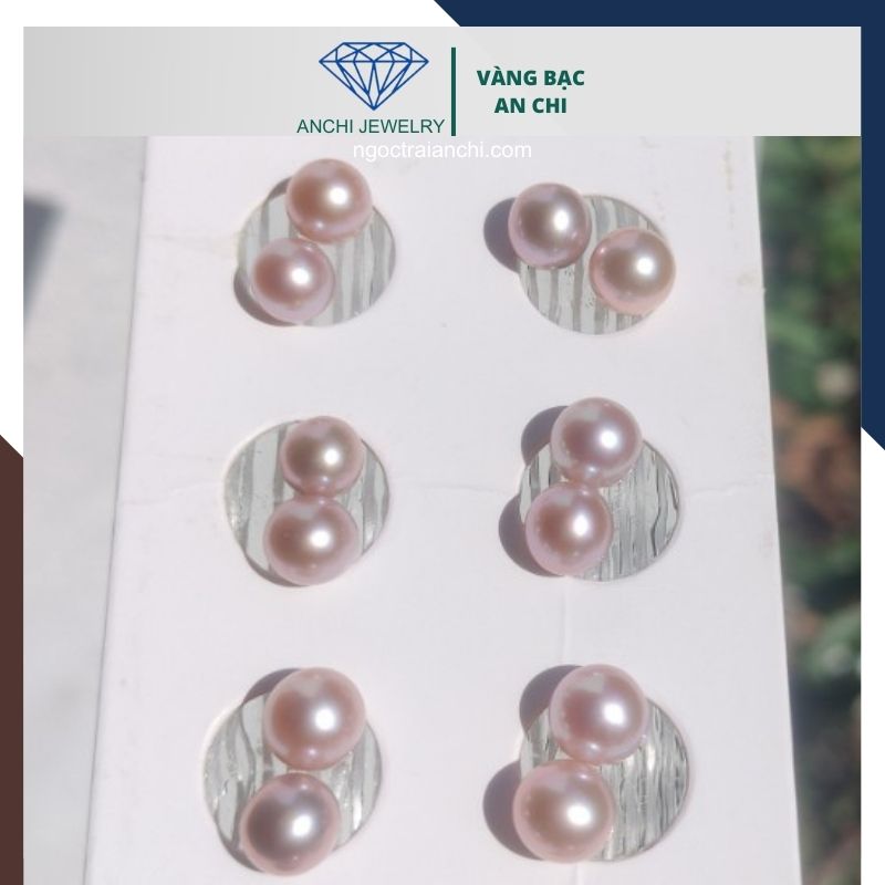 Viên ngọc trai edison màu tím 7mm - 7.5mm nuôi nước ngọt chưa khoan lỗ, độ bóng 5A không vết sinh trưởng.