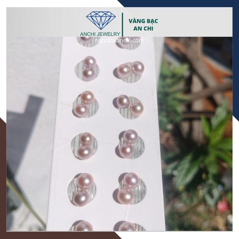 Viên ngọc trai edison màu tím 7mm - 7.5mm nuôi nước ngọt chưa khoan lỗ, độ bóng 5A không vết sinh trưởng.