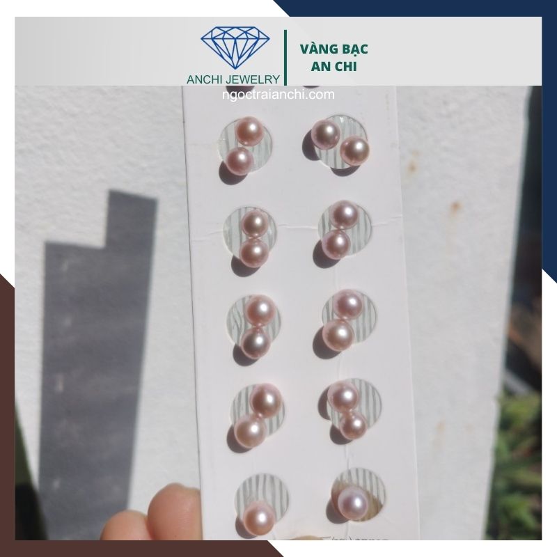 Viên ngọc trai edison màu tím 7mm - 7.5mm nuôi nước ngọt chưa khoan lỗ, độ bóng 5A không vết sinh trưởng.