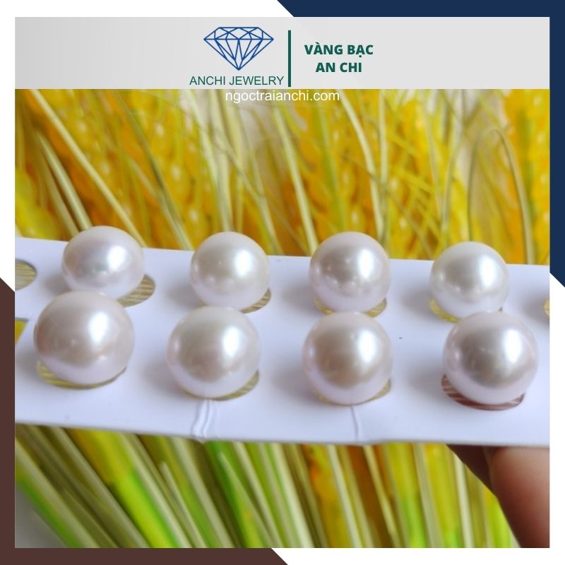 Viên ngọc trai nước ngọt tự nhiên 13mm - 14mm tròn xoe màu trắng. Sỉ lẻ toàn quốc