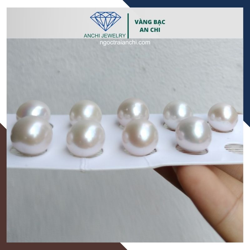 Viên ngọc trai nước ngọt tự nhiên 13mm - 14mm tròn xoe màu trắng. Sỉ lẻ toàn quốc
