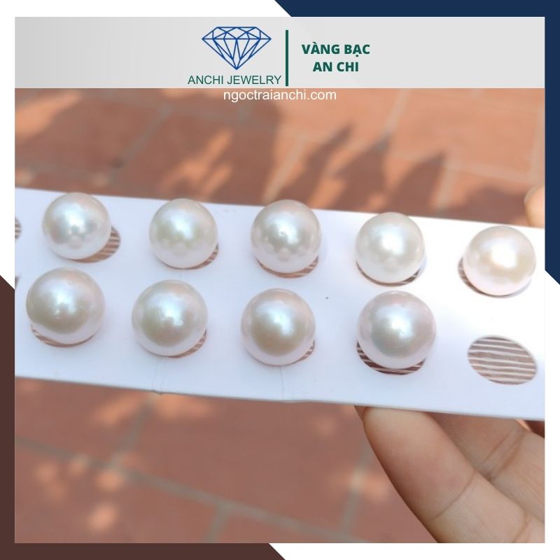 Viên ngọc trai nước ngọt tự nhiên 13mm - 14mm tròn xoe màu trắng. Sỉ lẻ toàn quốc