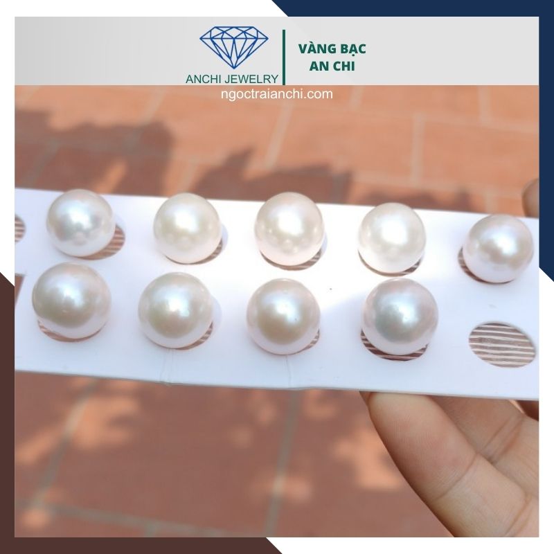 Viên ngọc trai nước ngọt tự nhiên 13mm - 14mm tròn xoe màu trắng. Sỉ lẻ toàn quốc