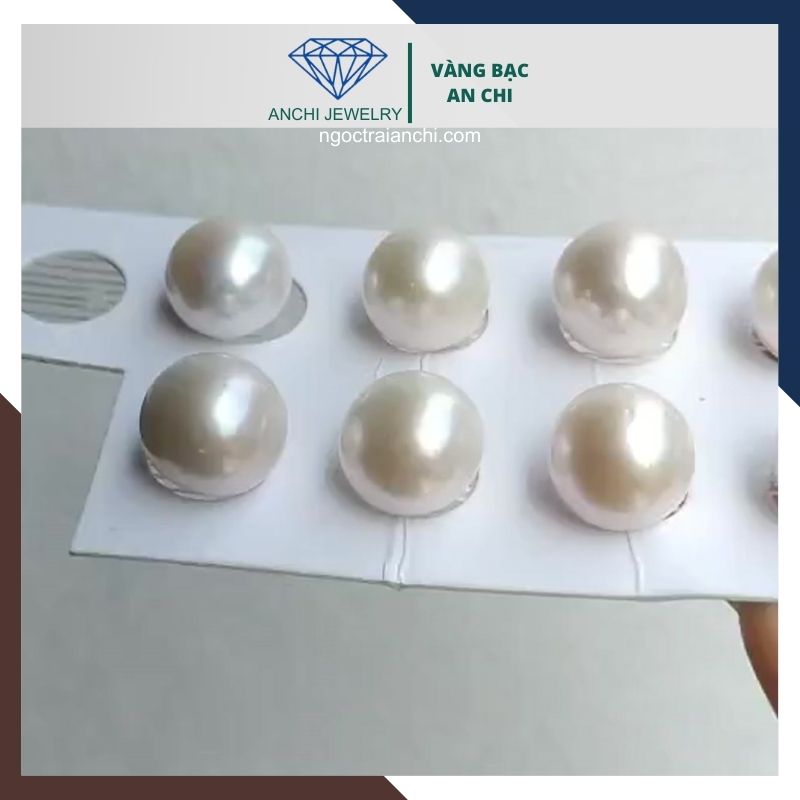 Viên ngọc trai nước ngọt tự nhiên 13mm - 14mm tròn xoe màu trắng. Sỉ lẻ toàn quốc