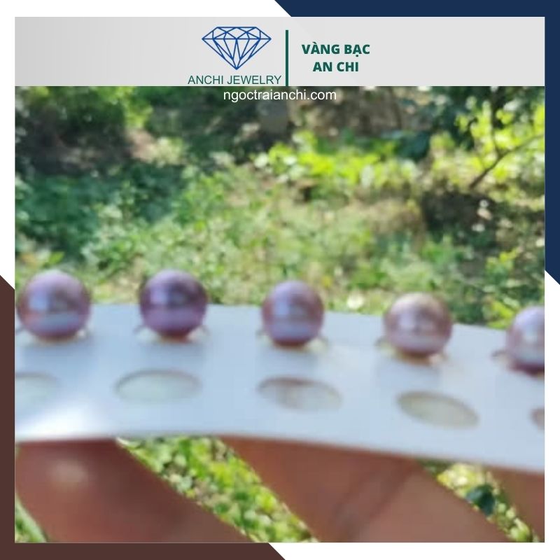 Viên ngọc trai edison nuôi nước ngọt màu tím 11mm - 12mm chưa khoan lỗ, độ bóng 5A không vết sinh trưởng.