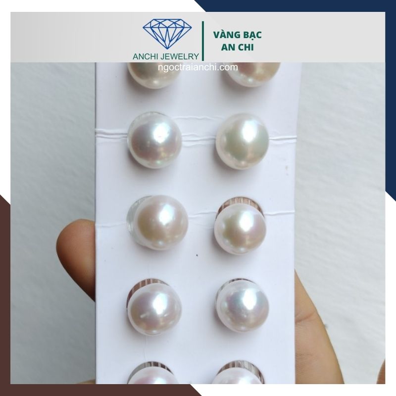 Viên ngọc trai thật nuôi nước ngọt 12mm - 13mm chưa khoan lỗ tròn xoe, độ bóng 5A, không vết sinh trưởng.