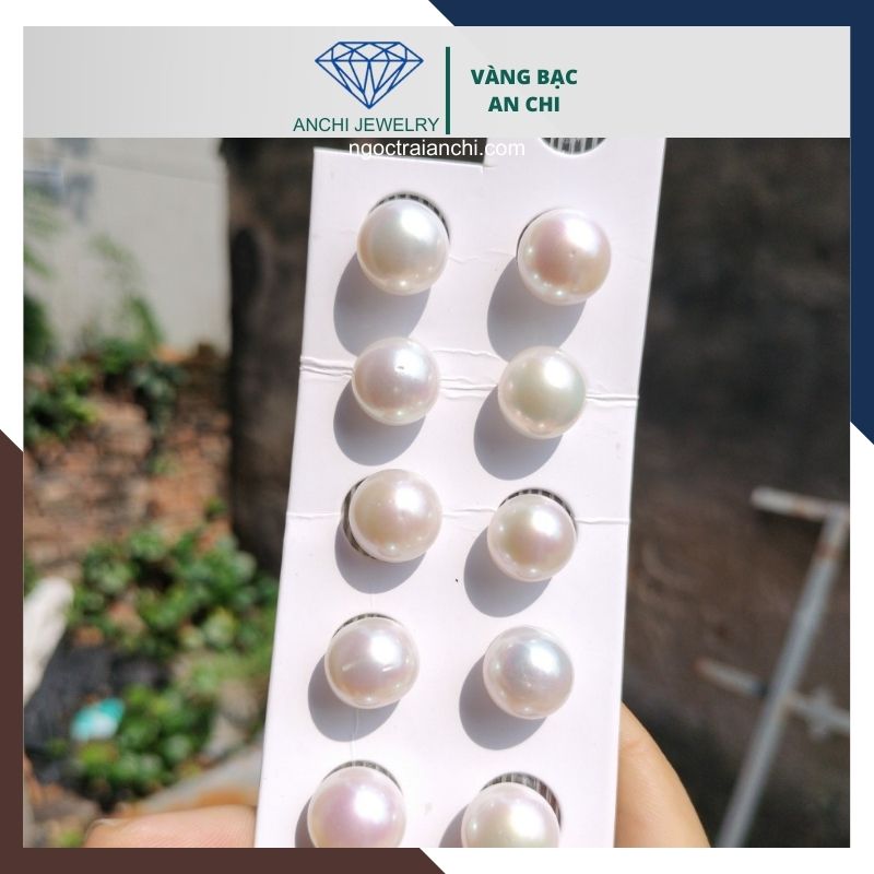 Viên ngọc trai thật nuôi nước ngọt 12mm - 13mm chưa khoan lỗ tròn xoe, độ bóng 5A, không vết sinh trưởng.