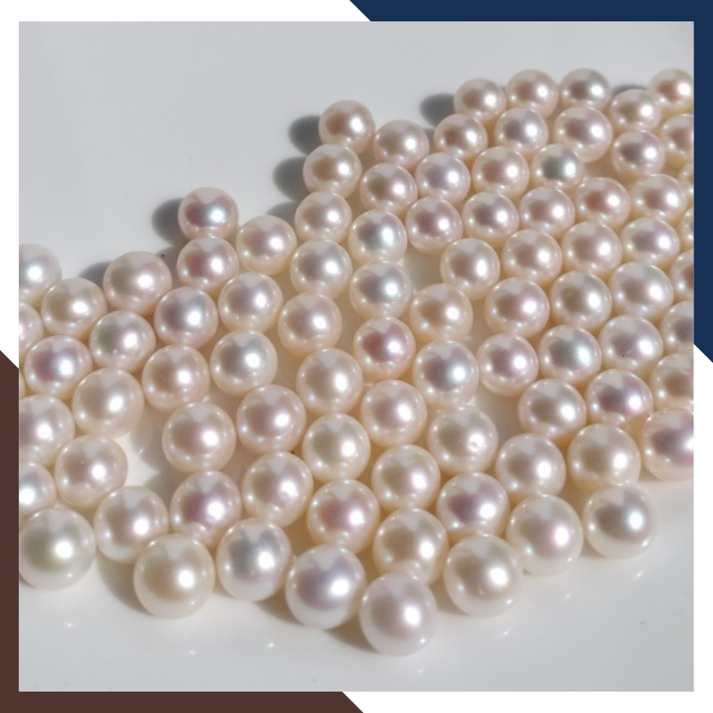 Viên ngọc trai thật nuôi nước ngọt 7.5mm - 8mm chưa khoan lỗ tròn xoe màu trắng, độ bóng 5A, không vết sinh trưởng.