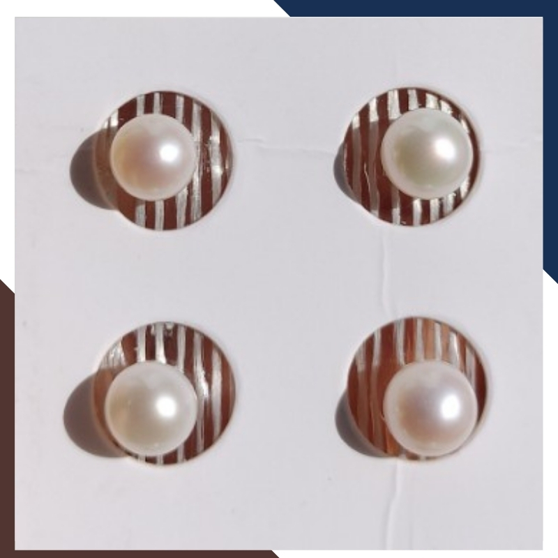 Viên ngọc trai thật nuôi nước ngọt 7.5mm - 8mm chưa khoan lỗ tròn xoe màu trắng, độ bóng 5A, không vết sinh trưởng.