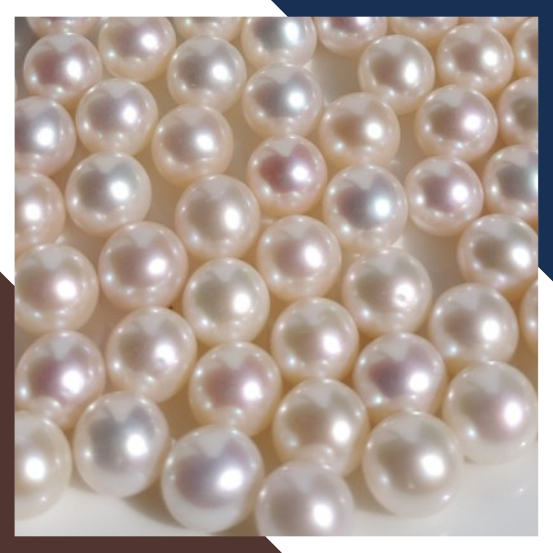 Viên ngọc trai thật nuôi nước ngọt 7.5mm - 8mm chưa khoan lỗ tròn xoe màu trắng, độ bóng 5A, không vết sinh trưởng.