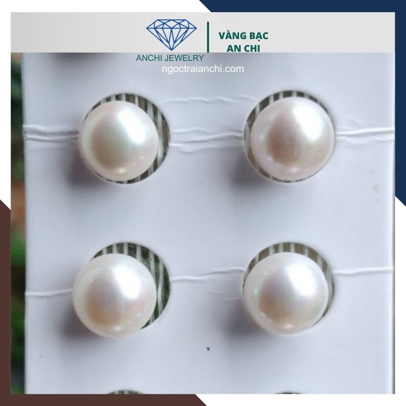Viên ngọc trai thật nuôi nước ngọt 10-11mm màu trắng, không lỗ, tròn xoe, độ bóng 5A, không vết sinh trưởng.