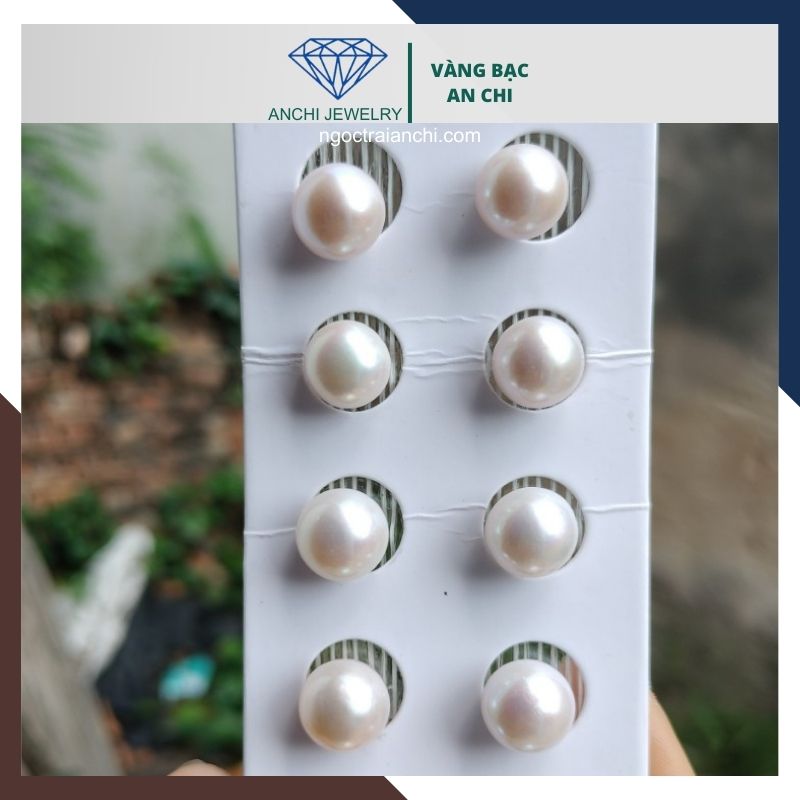 Viên ngọc trai thật nuôi nước ngọt 10-11mm màu trắng, không lỗ, tròn xoe, độ bóng 5A, không vết sinh trưởng.