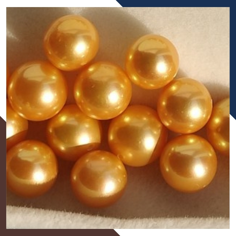 Viên ngọc trai vàng nuôi nước ngọt thật tự nhiên 8mm - 9mm tròn xoe, độ bóng 5A không vết sinh trưởng.
