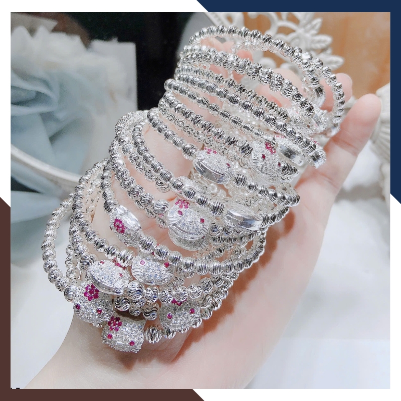Vòng Bạc Cho Bé Gái Hình Hello Kitty LTBCB027