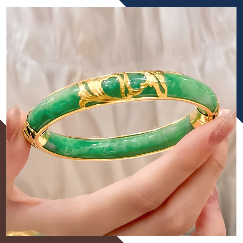 Vòng Cẩm Thạch Bọc Vàng 10K LTVN219 – Quà Phong Thủy Cho Mẹ