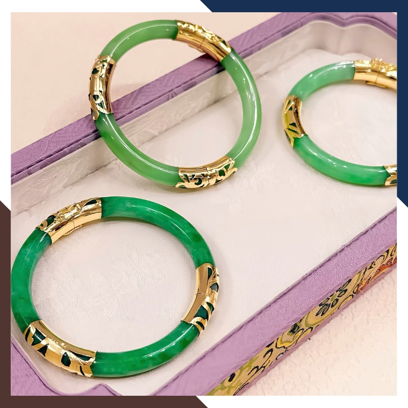 Vòng cẩm thạch bọc vàng 10k bản 10mm LTVN219 – Món quà phong thủy ý nghĩa cho mẹ