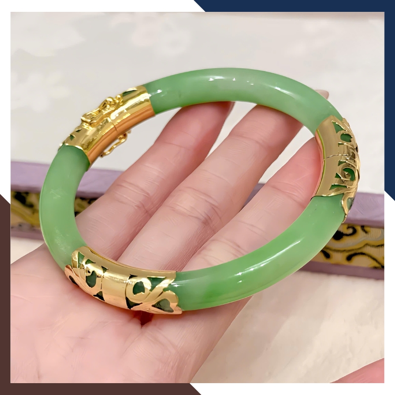 Vòng cẩm thạch bọc vàng 10k bản 10mm LTVN219 – Món quà phong thủy ý nghĩa cho mẹ