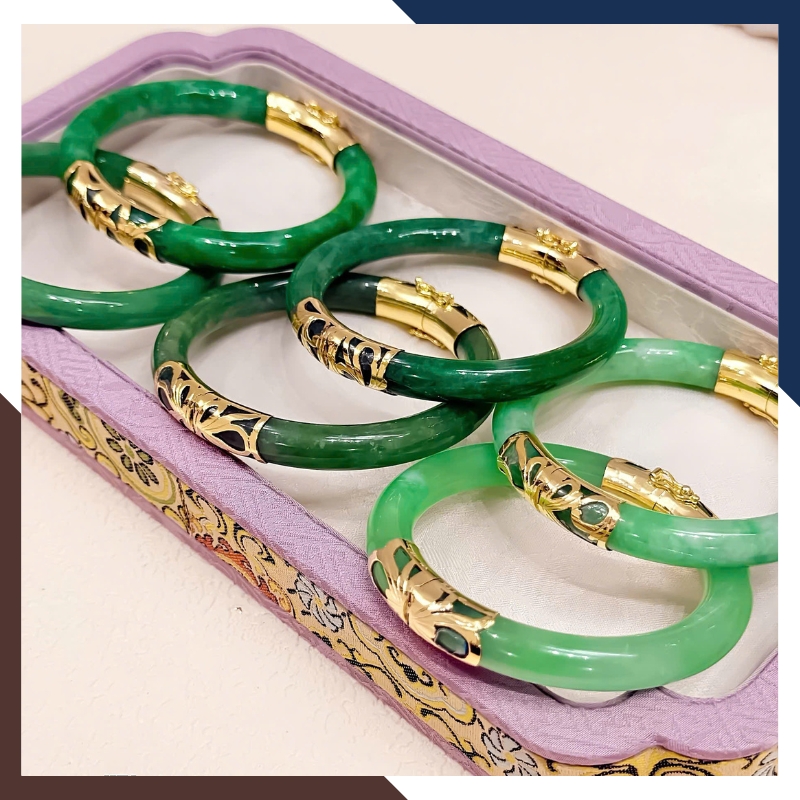 Vòng cẩm thạch bọc vàng 10k bản 10mm LTVN219 – Món quà phong thủy ý nghĩa cho mẹ