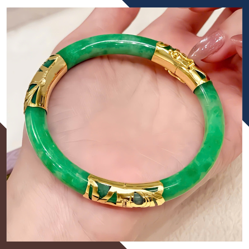 Vòng cẩm thạch bọc vàng 10k bản 10mm LTVN219 – Món quà phong thủy ý nghĩa cho mẹ