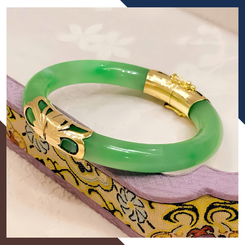 Vòng Cẩm Thạch Bọc Vàng 10K LTVN219 – Quà Phong Thủy Cho Mẹ