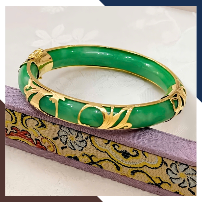 Vòng Cẩm Thạch Bọc Vàng 10K LTVN219 – Quà Phong Thủy Cho Mẹ