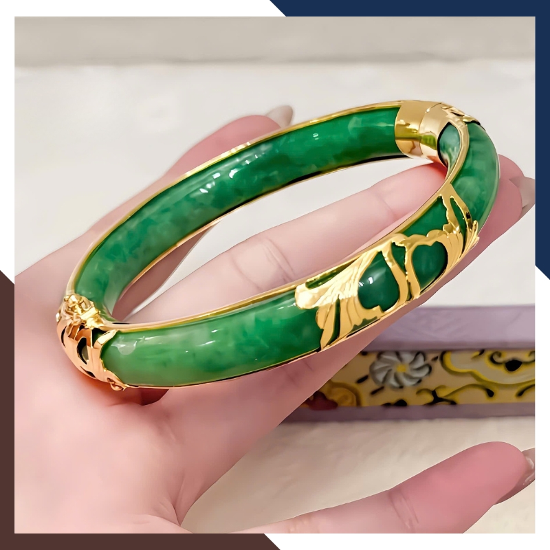 Vòng Cẩm Thạch Bọc Vàng 10K LTVN219 – Quà Phong Thủy Cho Mẹ