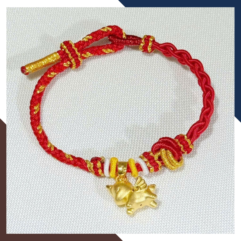 Vòng Charm Ngựa Vàng 24K 9999 Dây Chỉ Đỏ VCHV93 – Bộ Sưu Tập 5 Mẫu Phong Thuỷ