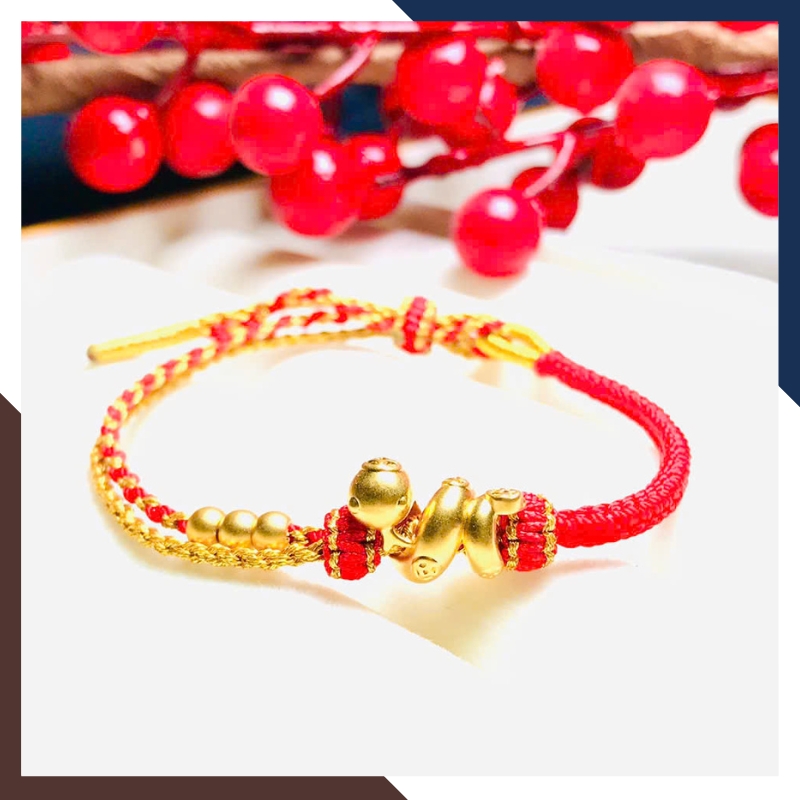 Vòng charm vàng 24k hình con rắn cho nữ tuổi tỵ VCHV20 | mẫu mới đẹp 2025