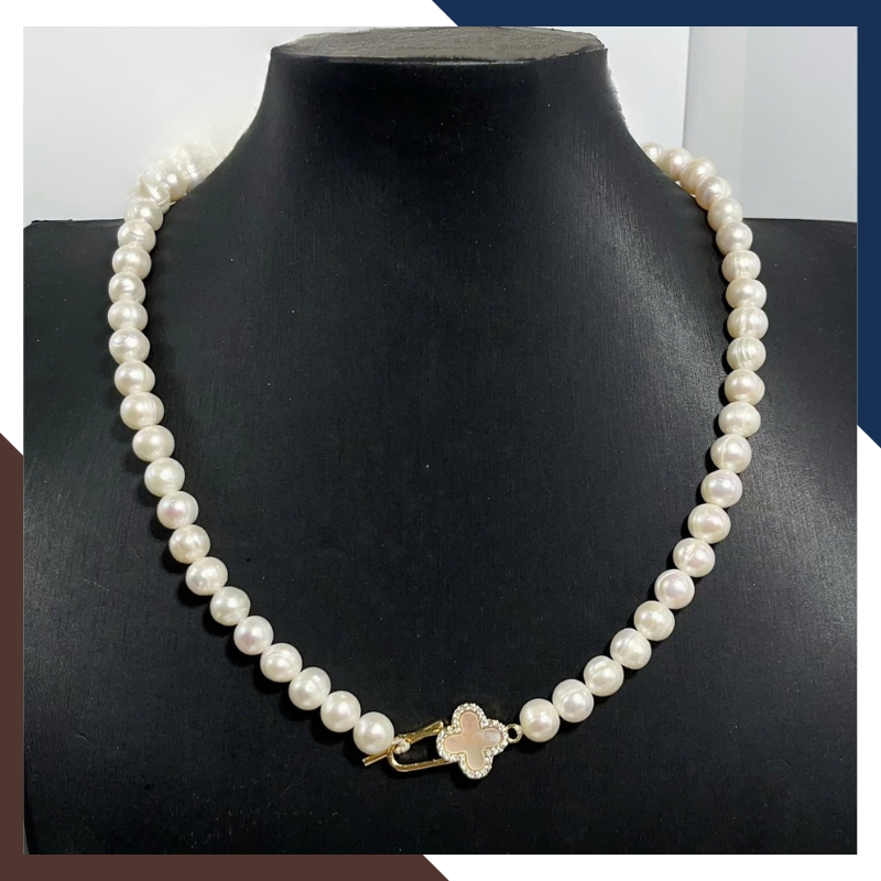 Vòng Cổ Choker Ngọc Trai 7–8mm VCNT189 – Điểm Nhấn Khóa T Tạo Cá Tính Tinh Tế
