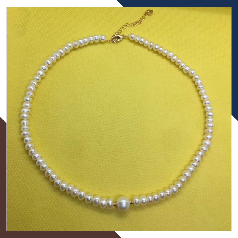 Vòng cổ choker ngọc trai nhỏ cho nữ mix bi vàng 10k mã CH280V780