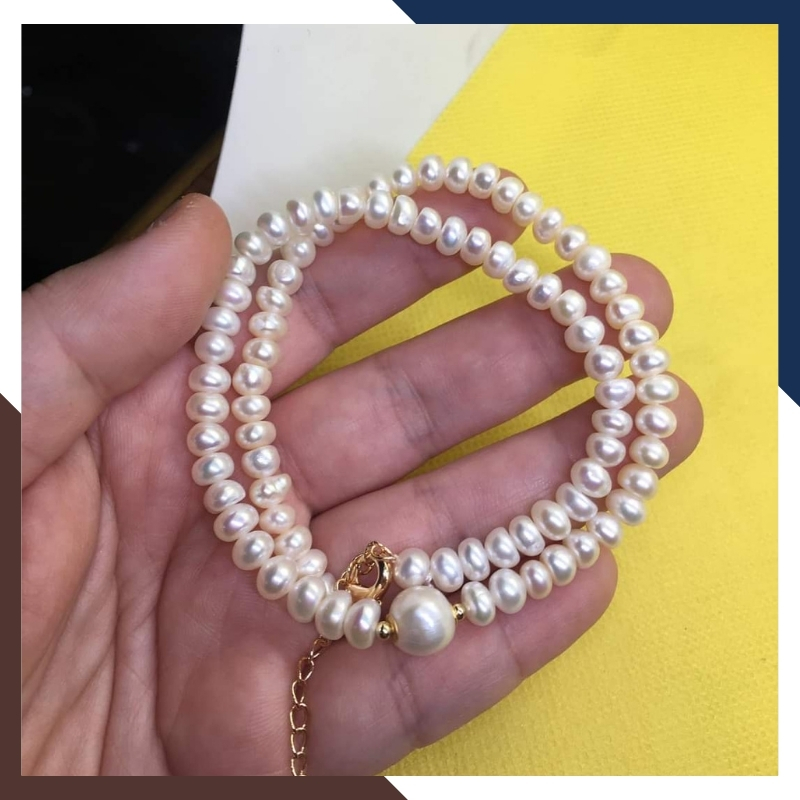 Vòng cổ choker ngọc trai nhỏ cho nữ mix bi vàng 10k mã CH280V780