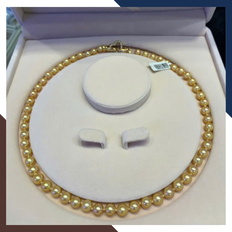 Vòng Cổ Ngọc Trai Biển South Sea Màu Vàng Ánh Kim VCNT126