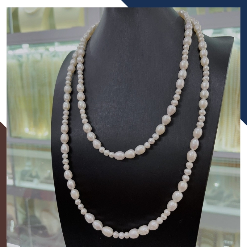 Vòng cổ ngọc trai dài 120cm, vòng ngọc trai mặc áo dài đẹp cho nữ mã 58CH225