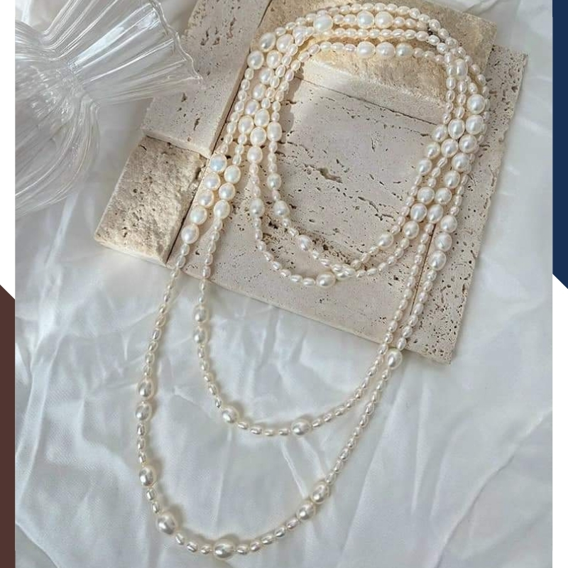 Vòng cổ ngọc trai dài 150cm, vòng ngọc trai mặc áo dài cho nữ mã 610AC1063