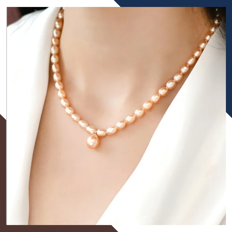 Vòng cổ ngọc trai nước ngọt tự nhiên có mặt cho nữ mã 89B623