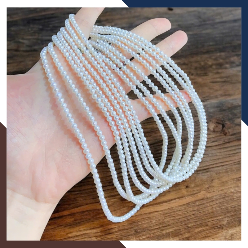 Vòng cổ ngọc trai hạt nhỏ kiểu dáng choker VCNT152 – Tôn dáng cổ cao thanh mảnh