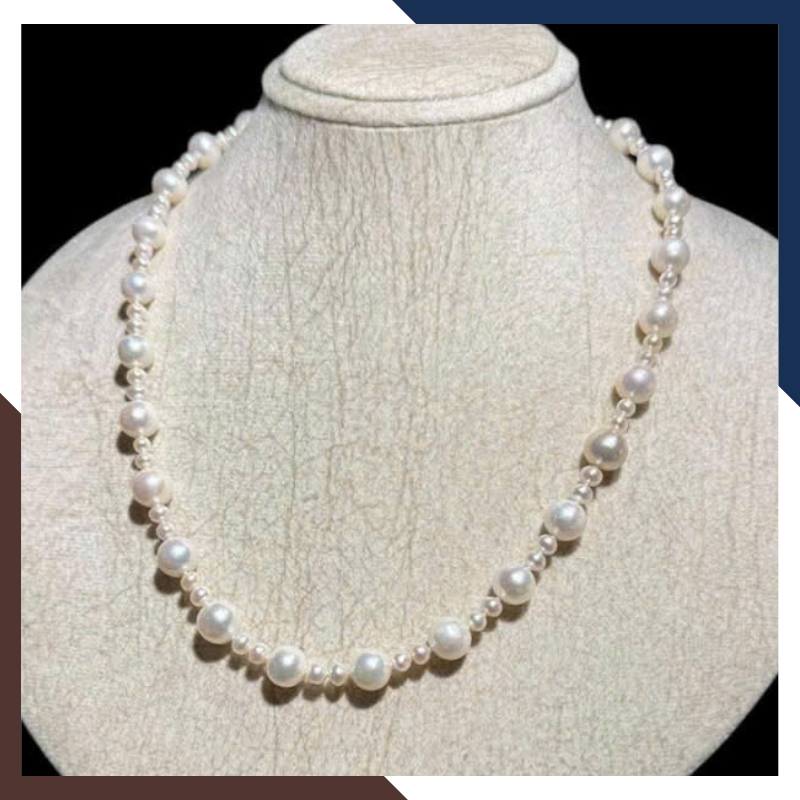 Vòng Cổ Ngọc Trai Nước Ngọt Cao Cấp VCNT129 - Thiết Kế Độc Đáo Với Hạt To Nhỏ Đan Xen