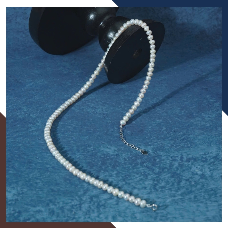 Vòng cổ ngọc trai thật dáng hạt bắp dài 45cm VCNT175