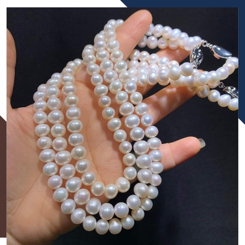 Vòng cổ ngọc trai tự nhiên 8mm - 9mm, vòng ngọc trai mặc áo dài cho nữ mã 8C430K12