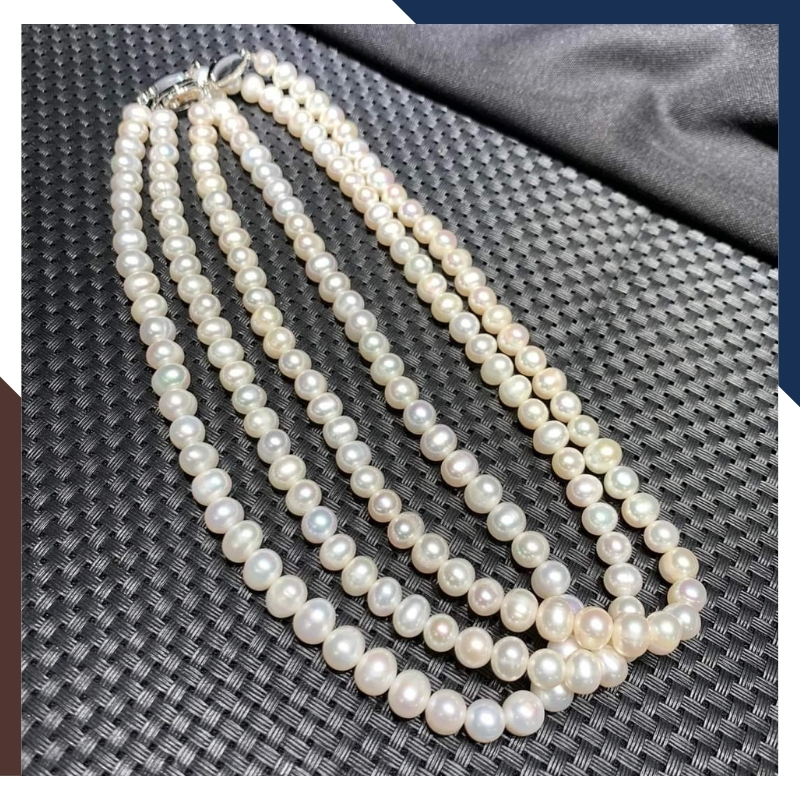 Vòng cổ ngọc trai tự nhiên 8mm - 9mm, vòng ngọc trai mặc áo dài cho nữ mã 8C430K12