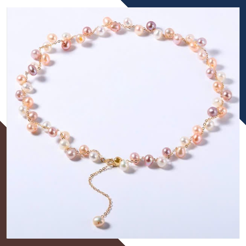Vòng cổ ngọc trai tứ quý hạt nhỏ mix vàng 10k VCNT176