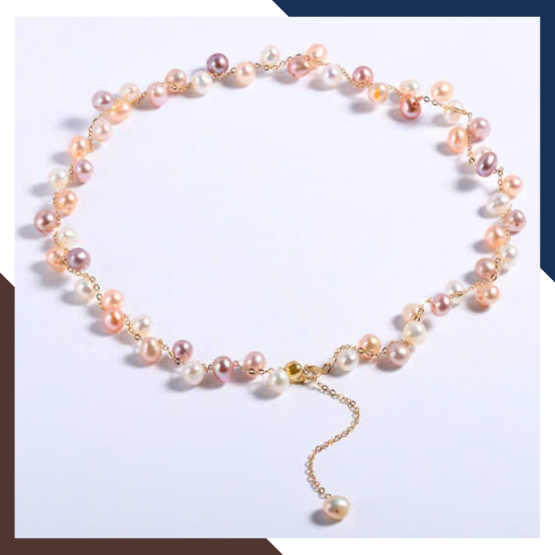 Vòng cổ ngọc trai tứ quý hạt nhỏ mix vàng 10k VCNT176