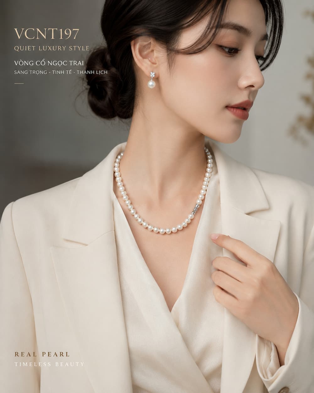 Vòng Cổ Ngọc Trai VCNT197 – Chuỗi Ngọc Trai Thật 7–8mm Thanh Lịch, Dễ Đeo Hằng Ngày