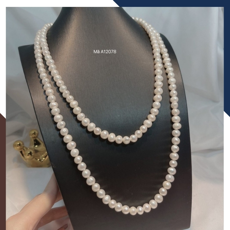 Vòng ngọc trai 2 vòng, vòng ngọc trai thật mặc áo dài đẹp cho nữ mã 78CH220