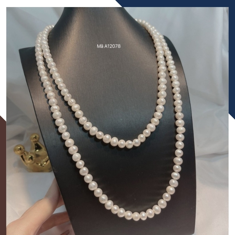 Vòng ngọc trai 2 vòng, vòng ngọc trai thật mặc áo dài đẹp cho nữ mã 78CH220