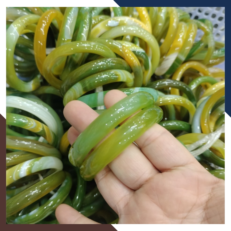 Vòng mã não 3 màu vân xanh vàng trắng liền khối bản mo 10mm cho nữ mệnh kim, mộc, thủy, hỏa, thổ mã AC120