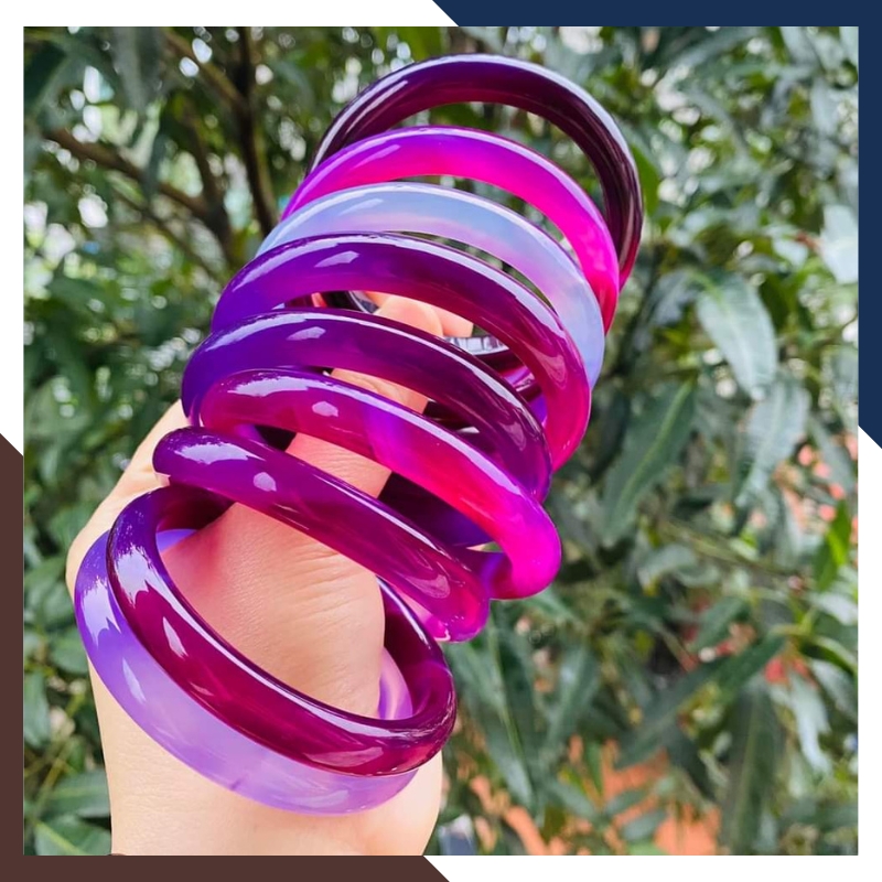 Vòng mã não liền khối 2 màu vân đỏ tím bản mo 10mm cho nữ mệnh hỏa / mệnh thổ mã AC120