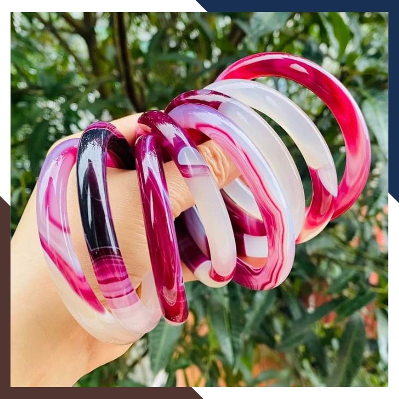 Vòng mã não vân đỏ trắng liền khối bản mo 10mm cho nữ mệnh hỏa, mệnh thổ, mệnh kim, mệnh thủy mã AC120