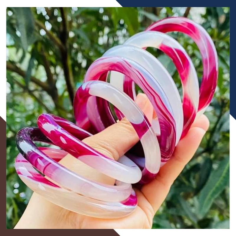 Vòng mã não vân đỏ trắng liền khối bản mo 10mm cho nữ mệnh hỏa, mệnh thổ, mệnh kim, mệnh thủy mã AC120